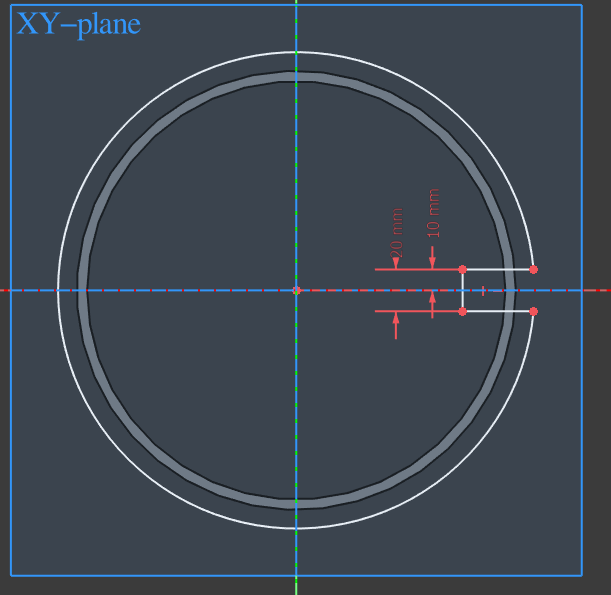 A second sketch cutting away most of the ring to leave a small segment.