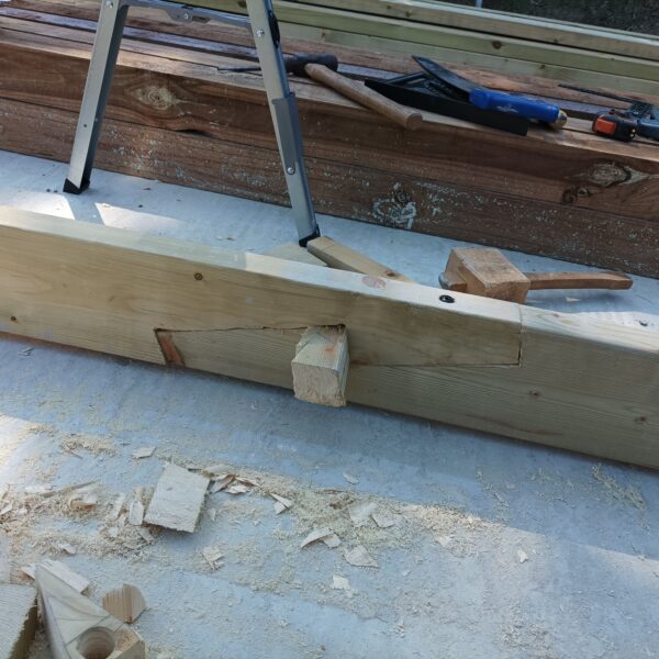 A scarf joint in two large beams