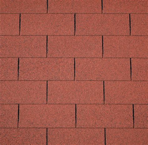 Red felt shingles in a rectangular pattern.