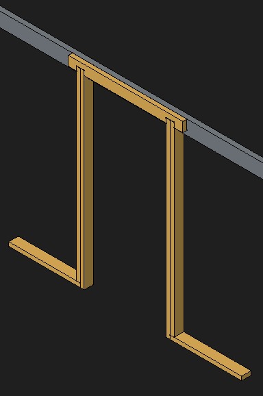 A CAD design for a simple door frame. The sides are re-enforced with 2 of 100x42mm posts.